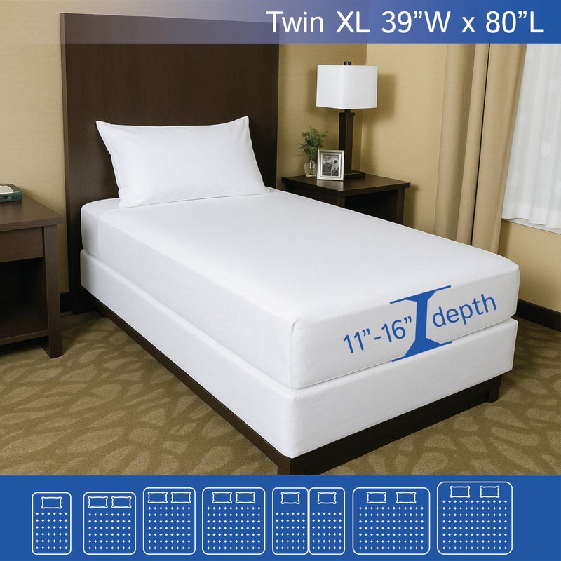 Four Seasons Essentials Twin Extra Long (XL) Mattress Protector Zippered Bed Bug Waterproof Encasement Hypoallergenic Premium Quality Cover Protects Against Dust Allergies White - Image 2